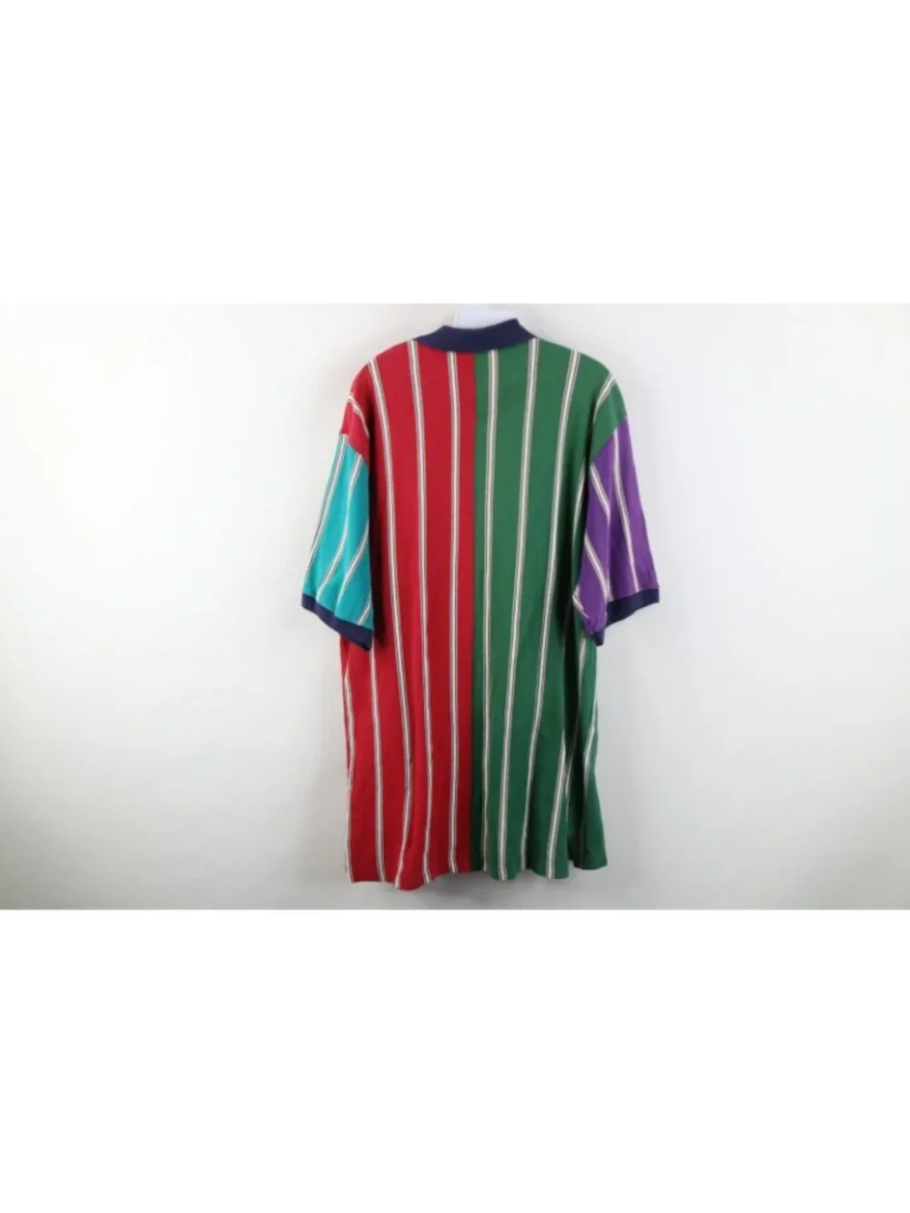 Vintage 90s Chaps Ralph Lauren Mens LT Rainbow Striped Rugby Polo Shirt Cotton